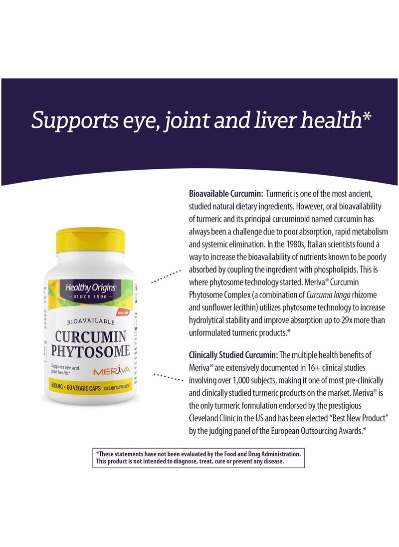 Healthy Origins - Bioavailable Curcumin Phytosome Supports Eye And Joint Health Dietary Supplement ( Meriva ) 500 Mg, 60 Veggie Caps - Image 1