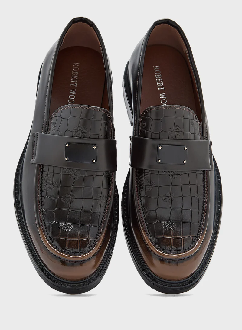 Robert Wood Croc Emboss Formal Loafers