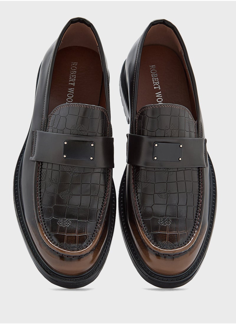 Robert Wood Croc Emboss Formal Loafers  - Image 4