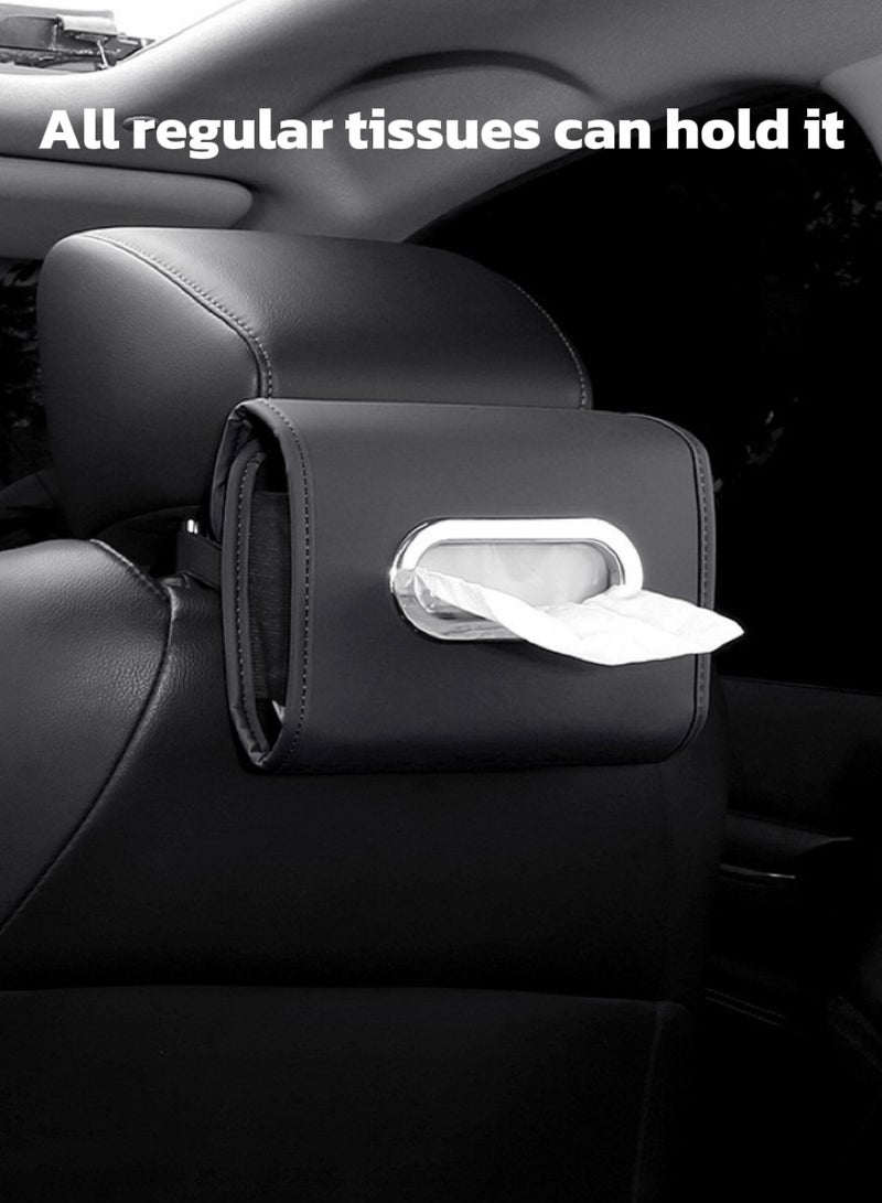 Generic Universal Car Tissue Holder with Elastic Straps - Black Adjustable Car Organizer for Seat Back/Console/Dashboard Fits All Tissue Sizes  - Image 3