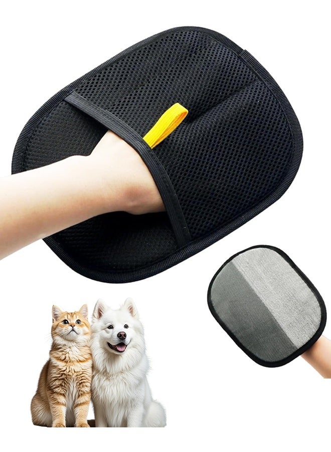2PC Electrostatic Gloves Pet Hair,Glove Cat Mitt Mitten Static Reusable Tool Furniture Cleaning Animal Double Sided Grooming Magic Fur Dogs Mit - Image 1