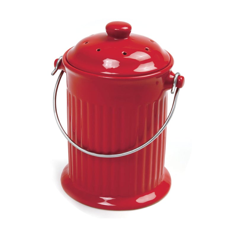 Norpro Norpro 1 Gallon Ceramic Compost Keeper Red 
