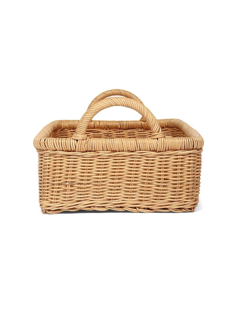 Habere India-All the Cultures Fabricating India Habere IndiaAll the Cultures Fabricating India Wicker Basket for Storage Wicker Tray Wicker Basket Bathroom Storage Baskets for Wardrobe With Side Handle Large 38 x 25 x 12 CM  - Image 5