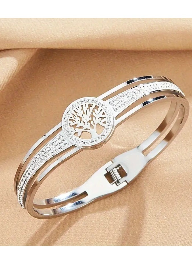 1pc Unique Life Tree Bangle - Hypoallergenic Stainless Steel Jewelry with Intricate Design, Perfect Holiday Gift for Women, Friends, and Family - pzsku/ZEAE9236DDA86B53E3563Z/45/_/1730451531/a5ebf241-5bbf-47ae-b73d-d71cecff54fd