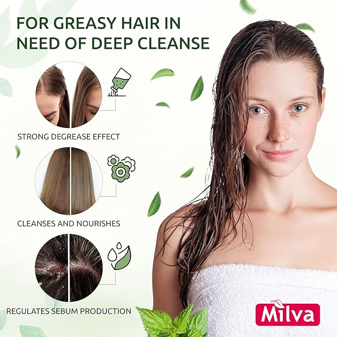 Milva Nettle Shampoo for Oily Hair 500 ml Natural Balancing Shampoo for Greasy Hair and Roots Degrease Treatment for Oily Scalp Cleansing Control Sebum Oil Reducing Add Volume and Shine - Image 3