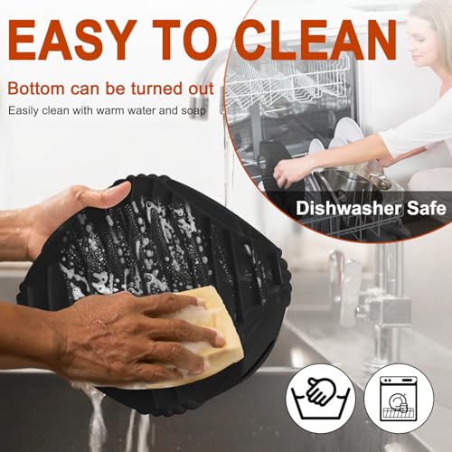 Seropy 2 Pack Silicone Air Fryer Liners Reusable, 7.1 Inch Airfryer Liners 4-7 QT Square Air Fryer Liners Silicone Pot Oven Liner Baking Tray, Air Fryer Basket Mat Silicone Bowl Air Fryer Accessories - Image 5