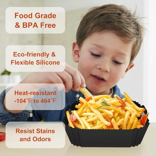 Seropy 2 Pack Silicone Air Fryer Liners Reusable, 7.1 Inch Airfryer Liners 4-7 QT Square Air Fryer Liners Silicone Pot Oven Liner Baking Tray, Air Fryer Basket Mat Silicone Bowl Air Fryer Accessories - Image 4