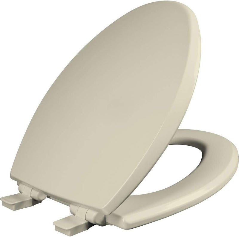 Mayfair Cassel Slow Close Toilet Seat, Easy Clean, Non Slip Premium Wood Seat, Easy Install, Made in USA, Elongated, Bone - Image 1