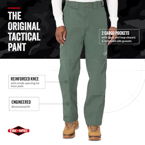 Tru-Spec 24-7 Original Tactical Pants for Men - Durable, Water-Resistant Cargo Work Pants with Concealed Carry and Knee Pad Openings, Olive Drab - 38W x 30L - Image 3