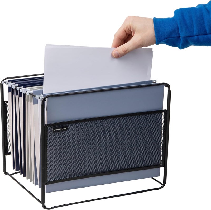 Mind Reader Boxfile-Blk Hanging Metal File Box, Black - Image 4