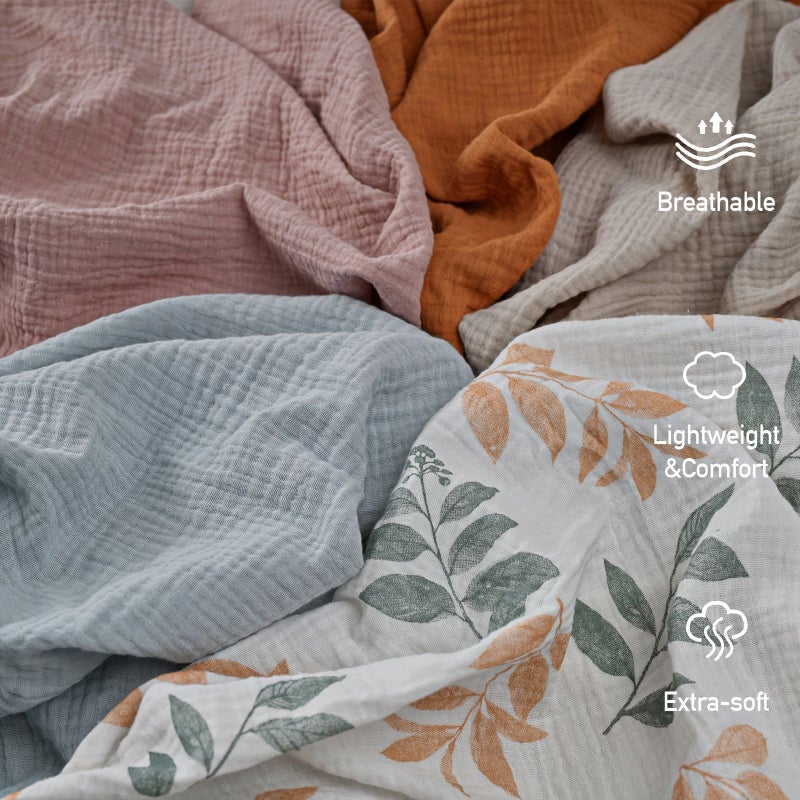 5 Pack Muslin Swaddle Blankets for Baby Girls Boys Receiving Blanket Large 23.5 x 23.5 Inches Soft Breathable Muslin Baby Blanket Unisex Newborn Bland Colors - Image 2