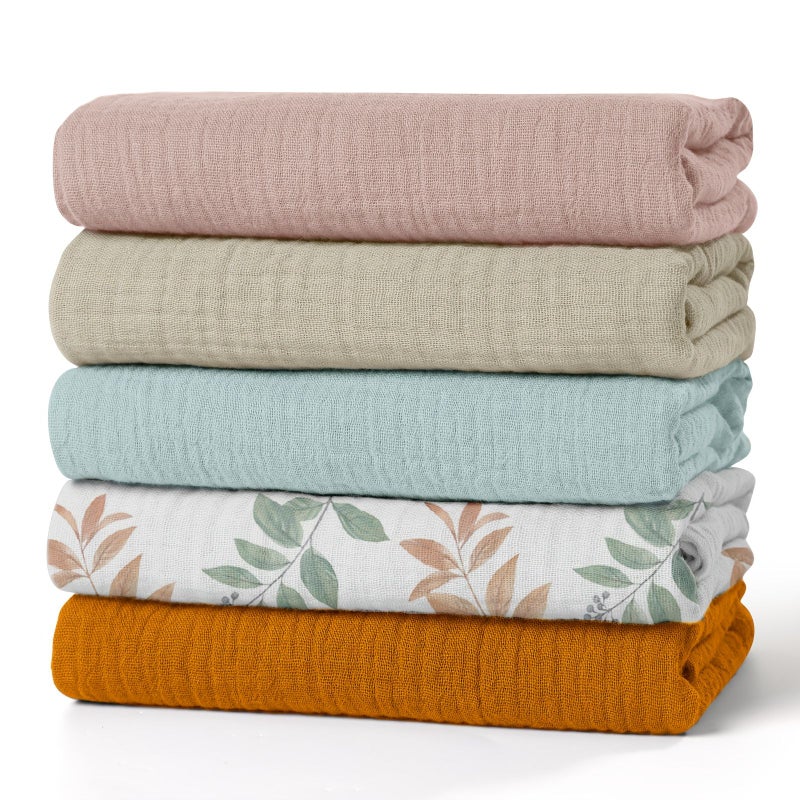5 Pack Muslin Swaddle Blankets for Baby Girls Boys Receiving Blanket Large 23.5 x 23.5 Inches Soft Breathable Muslin Baby Blanket Unisex Newborn Bland Colors - Image 1