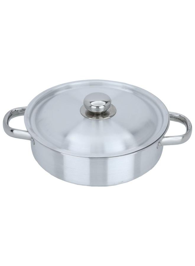 ROBUST Aluminum Oven Tray 28 Cm Round With Lid Two Handles Silver - Image 2