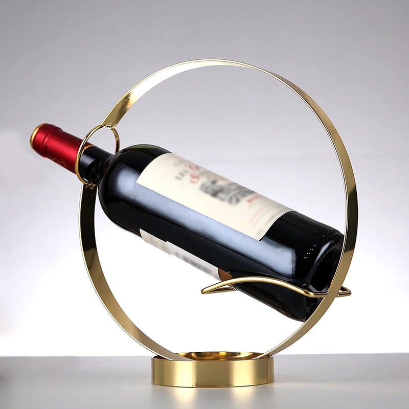 GeLive Gold Wine Bottle Holder Single Bottle Display Stand Freestanding Wine Rack Kitchen Table Decor Wine Shelf Countertop Artistic Home Crafts Decoration Coffee Bar Barware Accessory Wine Lover Gift - Image 1