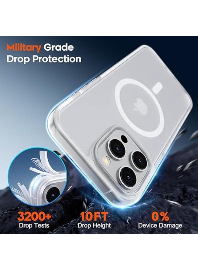 جراب مغناطيسي متوافق مع iPhone 15 Pro Max، [متوافق مع Magsafe] جراب نحيف شفاف غير لامع مقاوم للصدمات والسقوط للفتيات والنساء والأولاد (أبيض) - Image 5