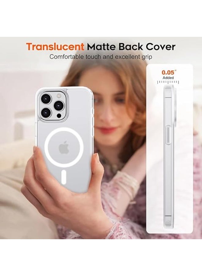 جراب مغناطيسي متوافق مع iPhone 15 Pro Max، [متوافق مع Magsafe] جراب نحيف شفاف غير لامع مقاوم للصدمات والسقوط للفتيات والنساء والأولاد (أبيض) - Image 2