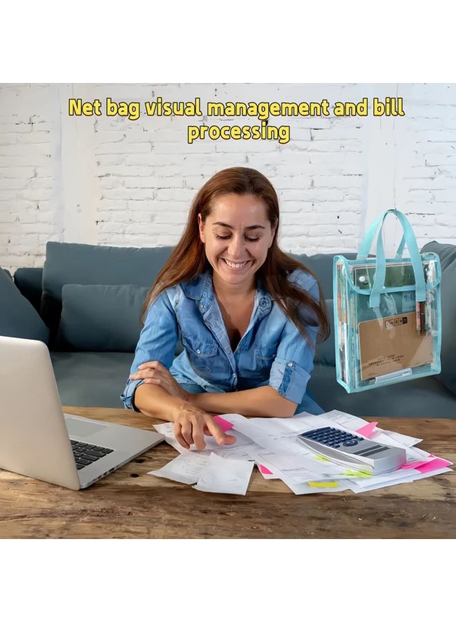 حقيبة تخزين منظمة ذاتية اللصق من PVC، ملف قابل للتوسيع عمودي كبير السعة باللون الأزرق - Image 2