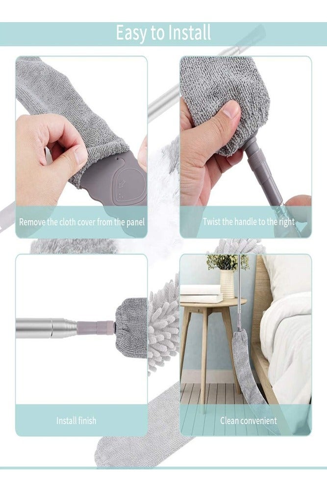 BELLSBERRY مجموعة مناشف ميكروفايبر قابلة للتعديل 4 في 1 - مقبض قابل للتمديد لتنظيف الأسقف العالية والأثاث - Image 4
