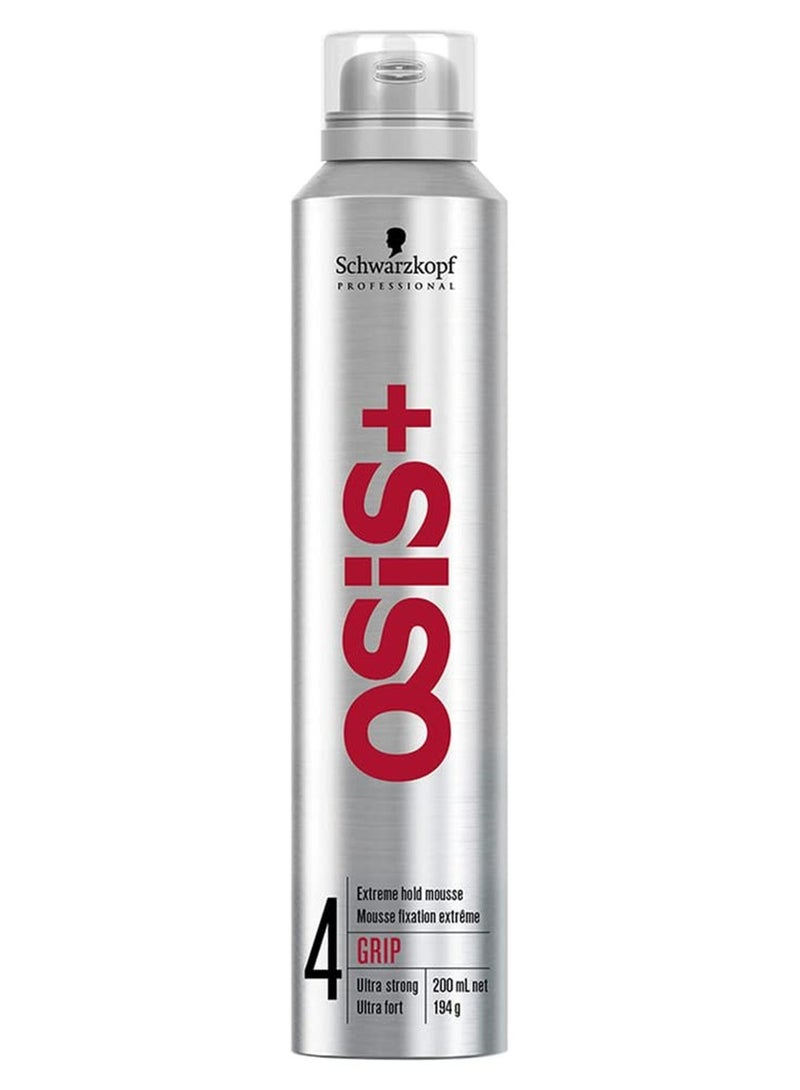 Osis+ Grip Extreme Hold Mousse – Extra Strong Control and Volume with Lasting Definition and Natural Shine – Volumizing Formula Protects Against Blow Dry Damage, 7 oz - Image 1