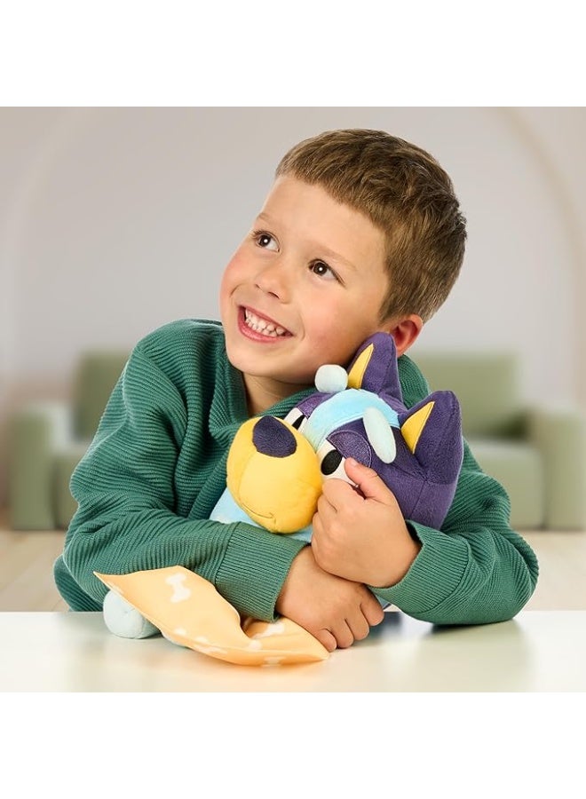 BLUEY Bluey Sleepy Time 13" Plush with Blanket | Talking Soft Toy with 7 Fun Phrases & Theme Song | Deluxe Fabric & Detailed Stitching | Cuddly Bluey Plush for Kids  - Image 2