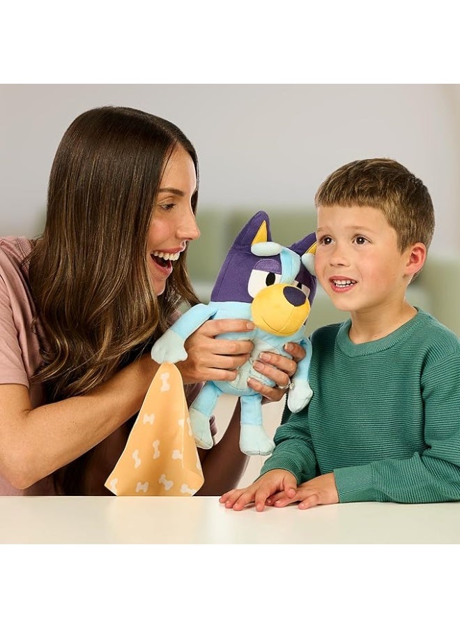BLUEY Bluey Sleepy Time 13" Plush with Blanket | Talking Soft Toy with 7 Fun Phrases & Theme Song | Deluxe Fabric & Detailed Stitching | Cuddly Bluey Plush for Kids  - Image 3