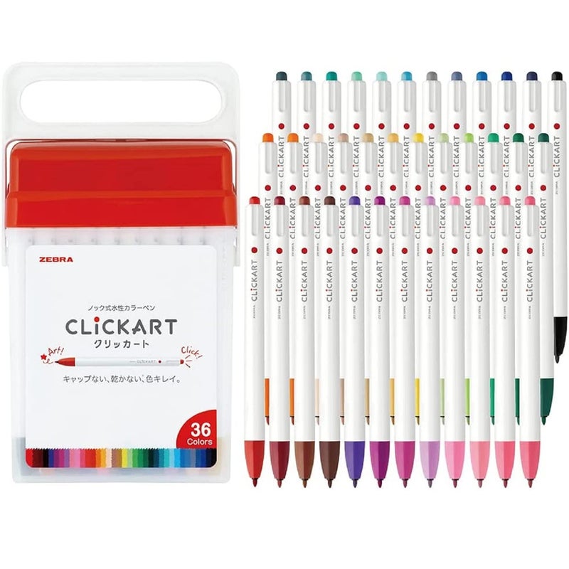Zebra Pen Zebra WYSS22-36C-N Clickart Water-Based Markers, 36 Colors, Case Included - Image 1