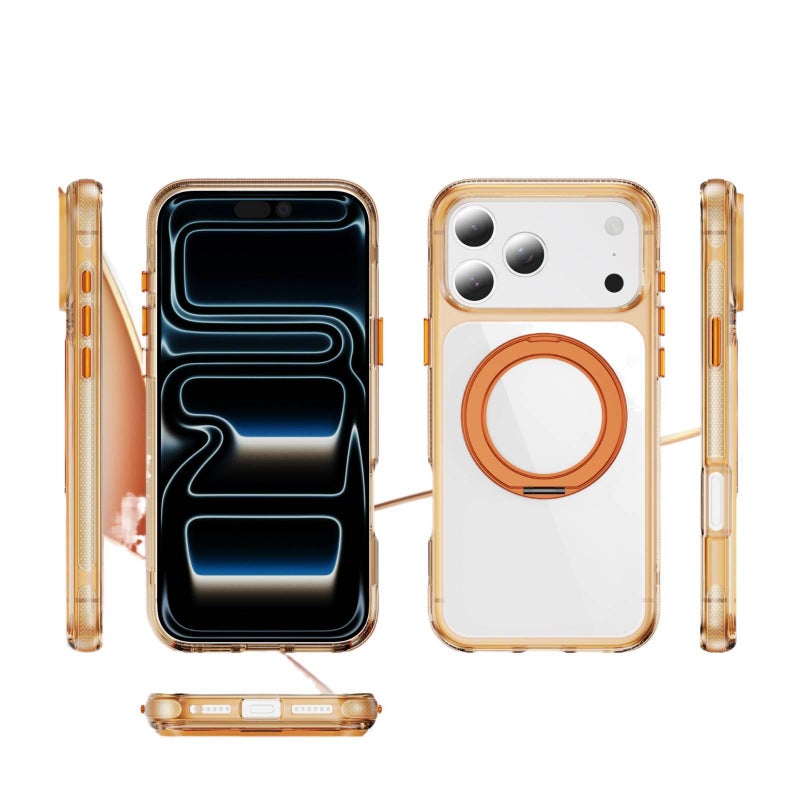 غطاء MagSafe بAcrylic لـ iPhone 17 / 17 Air / 17 Pro / 17 Pro Max مع حماية من السقوط وحامل قائم مع مقاوم للصدمات مع مغناطيس قوي مع تصميم ثنائي اللون باللون أبيض مغناطيسي بوظيفة حا. - Layan Lure - Image 2