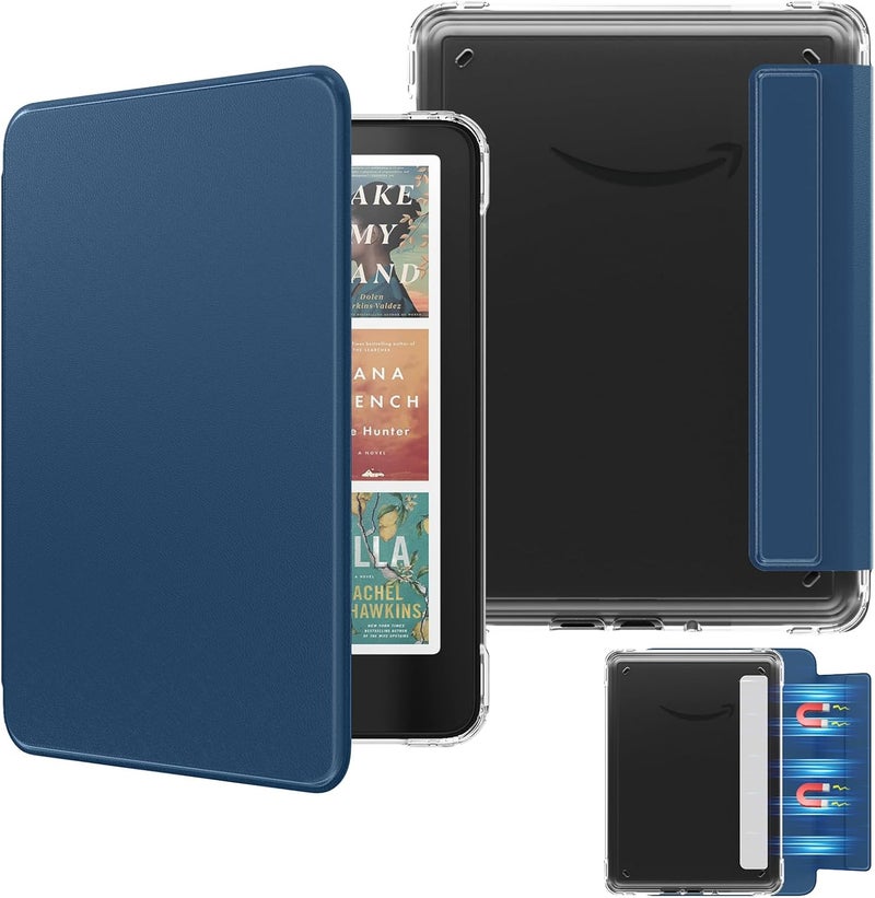 MoKo Detachable Magnetic Case for All-new 7" Kindle Paperwhite 12th Generation 2024 & Kindle Colorsoft 2024/2025,Ultra Clear Back Scratch-Proof Light & Shell Cover with Auto Wake/Sleep, Dark Sea Blue - Image 1