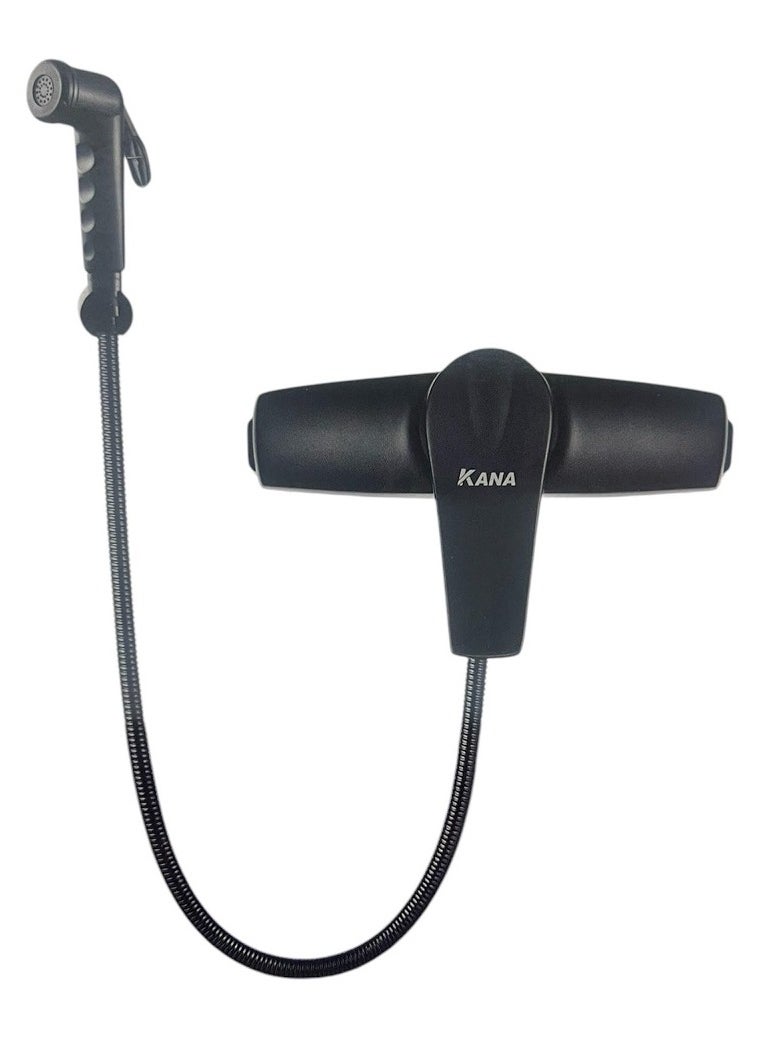Kana Wall mixer with bidet, black 