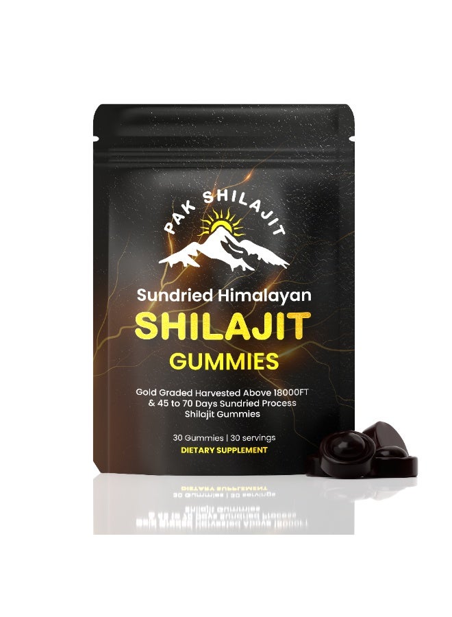 PakShilajit باك شيلاجيت علكة شيلاجيت الهيمالايا النقية | علكات شيلاجيت حاصلة على تصنيف ذهبي وتم اختبارها معمليًا | 85 بلس معادن طبيعية | 30 قطعة - Image 1