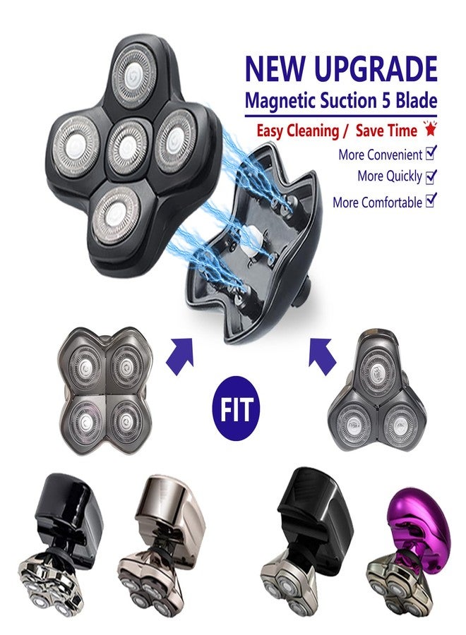 WAHFOX 5 Blades Magnetic Shaver Replacement heads for SKULL SHAVER HEAD SHAVER - Image 3
