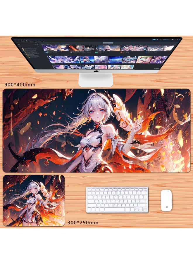 Generic - No Overlock Honkai Impact 3 Mouse Pad Extra Large Animation Kiana Dem Lisa Alicia Two-Dimensional Notebook-Color:70x35cm Thickness 3mm-Pattern:The Rhythm Of Urgitis 2 - Image 1