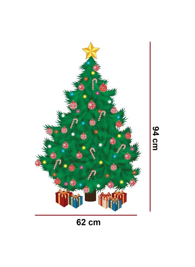 WALPLUS Christmas Decorations Clearance for Home Indoor Wall Stickers Merry Christmas Decor Wall Murals Decals Living Room Children Nursery Restaurant Cafe Hotel Home Decor (Traditional Christmas Tree) - Image 3