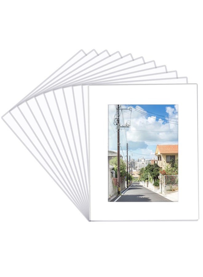 Prudiut 15 Pack 8x10 White Picture Mats, Frame Mattes for 5x7 Pictures Display Photo Frame Mat Core Bevel Cut Mat Board Show Kit for Photos, Prints, Artworks - Image 1