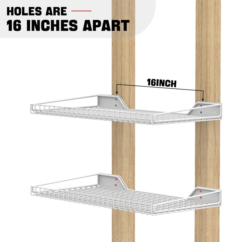 Ultrawall Wall Mounted Storage Shelf for Garage, 2 Pack Metal Shelf Rack, Heavy-Duty Wall Organizer Shelves Suitable for Shop, Shed, Garage 23.5inch x 12inch(White) - Image 3