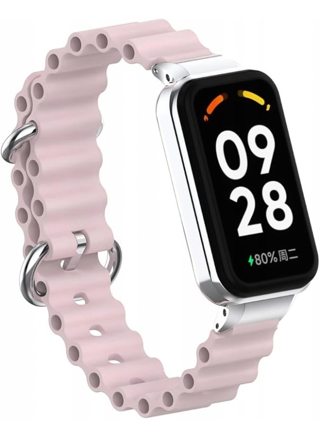 Ocean Strap Compatible with Xiaomi Redmi Band 2 / Smart Band 8 Active, Adjustable Silicone Sport Band with Durable Metal Buckle and Protective Frame for Men and Women - Image 3