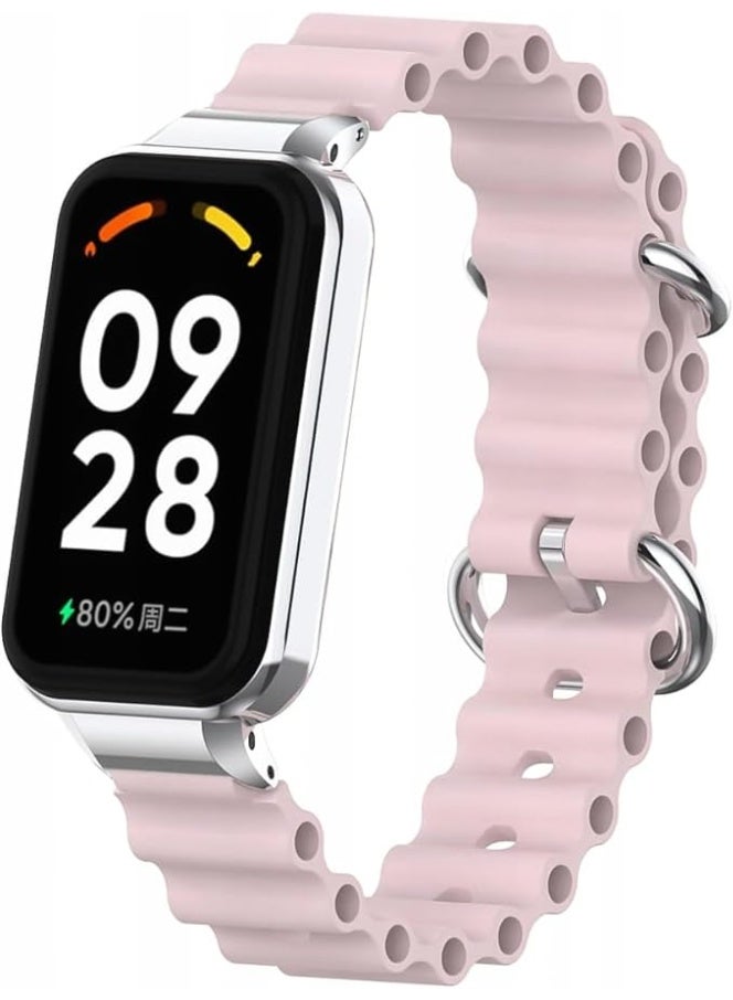 Ocean Strap Compatible with Xiaomi Redmi Band 2 / Smart Band 8 Active, Adjustable Silicone Sport Band with Durable Metal Buckle and Protective Frame for Men and Women - Image 1