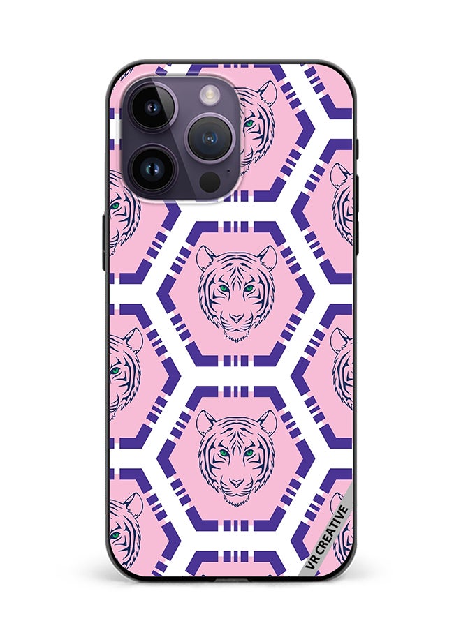 VR CREATIVE Protective Case Cover For Apple iPhone 16 Pro Max Tiger Pink And Purple Design Multicolour