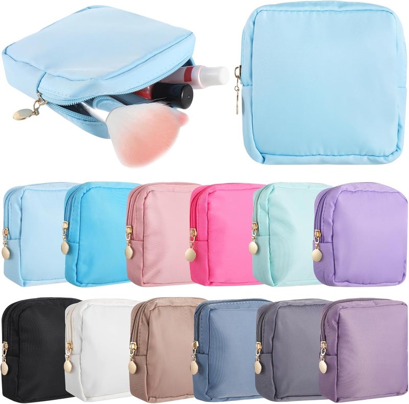12 Mini Nylon Makeup Bags, Square Zippered Travel Pouches For Purse, Lightweight And Waterproof Organizers For Home Or On-The-Go - Image 5