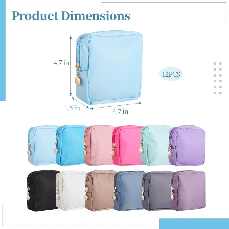12 Mini Nylon Makeup Bags, Square Zippered Travel Pouches For Purse, Lightweight And Waterproof Organizers For Home Or On-The-Go - Image 4