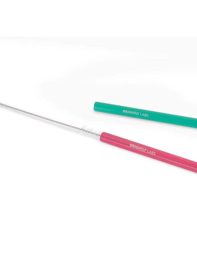 BRIGHTLY LABS Set of 4 Stainless Steel Reusable Metal Drinking Straws with Cleaning Brush Alternative for Plastic Straws, Ideal for Daily Use, Travel, and Parties. Reduce Waste, Enjoy Refreshing Beverages.  - Image 3