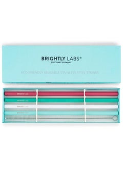 BRIGHTLY LABS Set of 4 Stainless Steel Reusable Metal Drinking Straws with Cleaning Brush Alternative for Plastic Straws, Ideal for Daily Use, Travel, and Parties. Reduce Waste, Enjoy Refreshing Beverages.  - Image 4