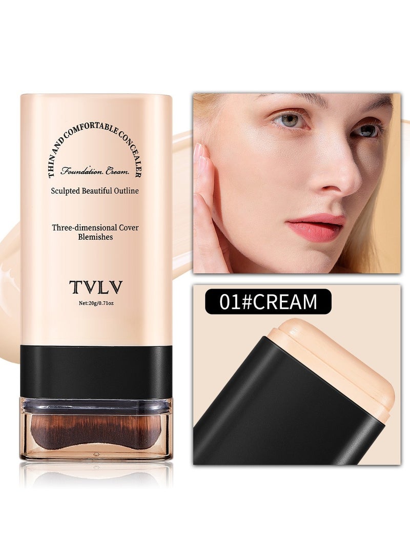 TVLV 2-in-1 Concealer & Foundation Stick – Full Coverage, Waterproof & Sweat-Resistant | Covers Dark Circles & Imperfections | Natural Flawless Finish 01CREAM - Image 1