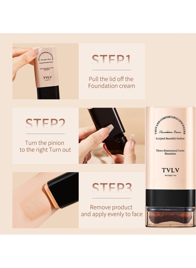 TVLV 2-in-1 Concealer & Foundation Stick – Full Coverage, Waterproof & Sweat-Resistant | Covers Dark Circles & Imperfections | Natural Flawless Finish 01CREAM - Image 5