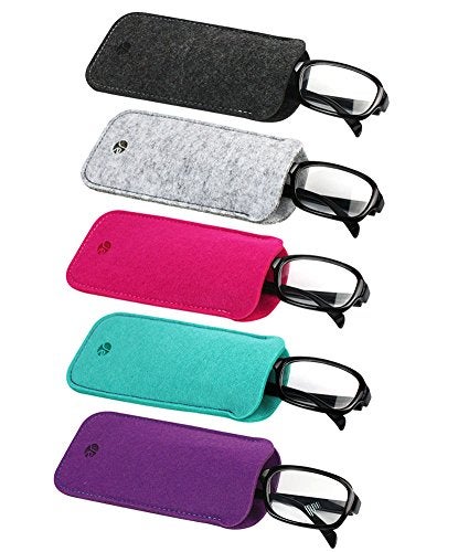 JAVOedge [5 PACK], Soft Felt Slip In Pouch Case for Sunglasses, Reading Glasses Multi Colors, MicroFiber Cloth - Image 1