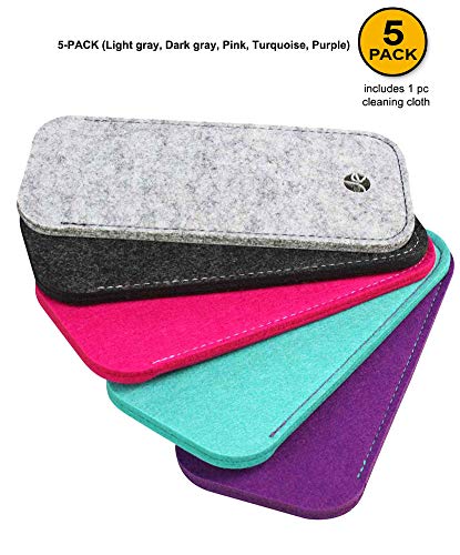 JAVOedge [5 PACK], Soft Felt Slip In Pouch Case for Sunglasses, Reading Glasses Multi Colors, MicroFiber Cloth - Image 2