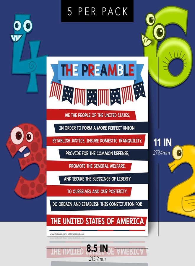 FoldCard The Preamble USA Educational Posters for Kids – Classroom and Homeschool American Learning Chart and Wall Decorations, Preschool to Gradeschool | Durable Glossy Cardstock | 8.5" x 11" | 5 per Pack - Image 2
