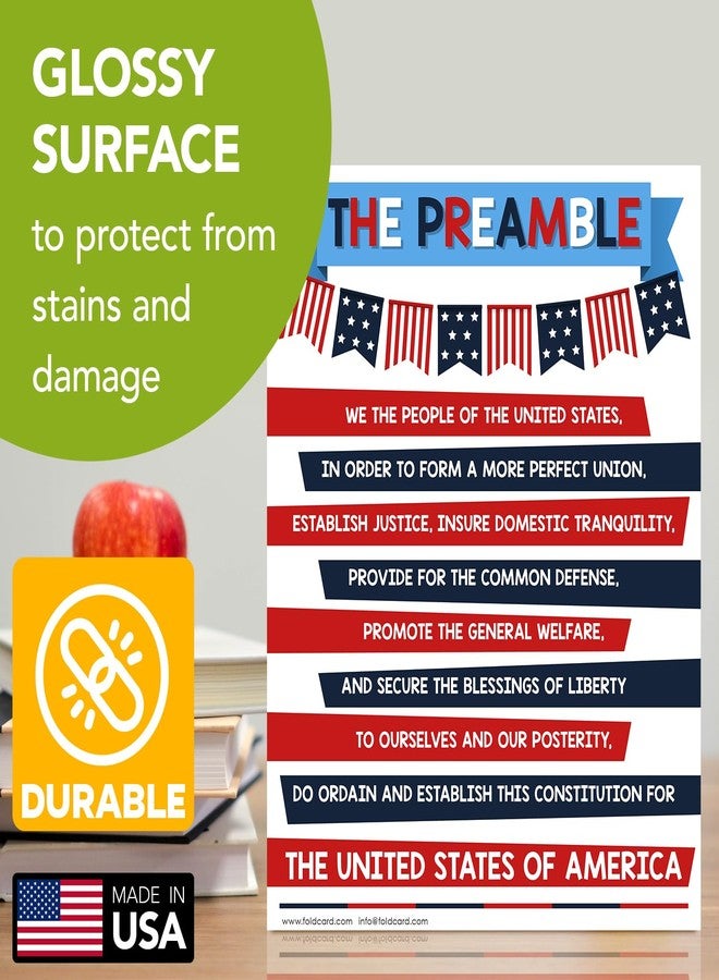 FoldCard The Preamble USA Educational Posters for Kids – Classroom and Homeschool American Learning Chart and Wall Decorations, Preschool to Gradeschool | Durable Glossy Cardstock | 8.5" x 11" | 5 per Pack - Image 3