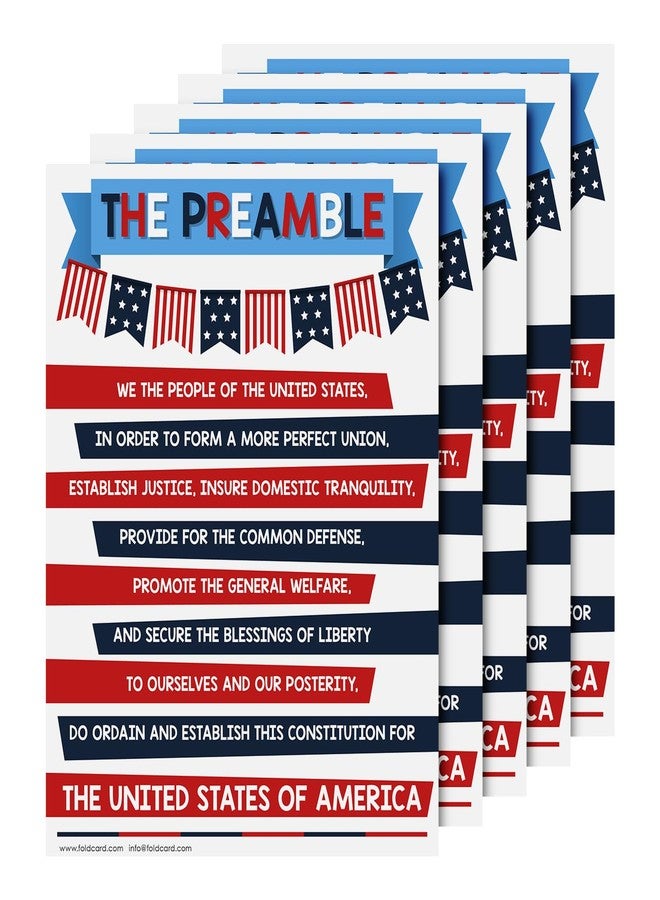 FoldCard The Preamble USA Educational Posters for Kids – Classroom and Homeschool American Learning Chart and Wall Decorations, Preschool to Gradeschool | Durable Glossy Cardstock | 8.5" x 11" | 5 per Pack - Image 1