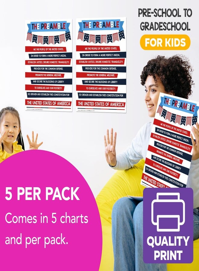 FoldCard The Preamble USA Educational Posters for Kids – Classroom and Homeschool American Learning Chart and Wall Decorations, Preschool to Gradeschool | Durable Glossy Cardstock | 8.5" x 11" | 5 per Pack - Image 4